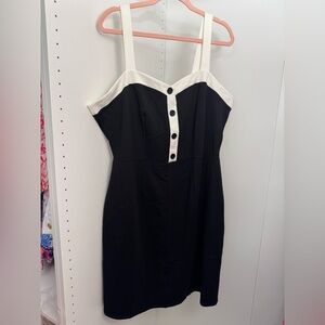 Modcloth Cream and Black Button-Up Dress